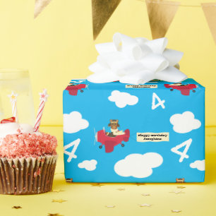 Cute Nalle Pilot Anpassat namn och Ålder Födelseda Presentpapper