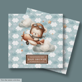 Cute Nalle Pilot Baby Shower Guest Bok Blue