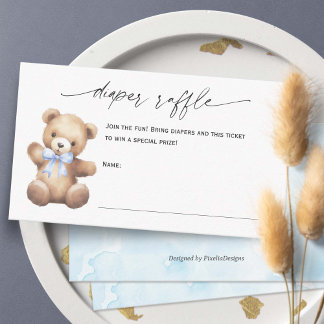 Cute Nalle Pojke Diaper Raffle Biljett Tilläggskort