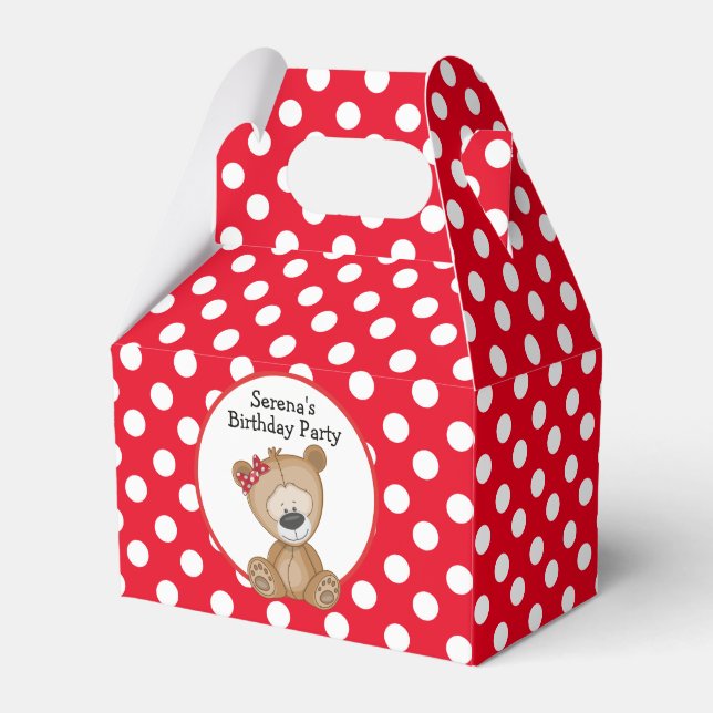 Cute Nalle Polka dots födelsedag Presentaskar (Framsidan Sidan)