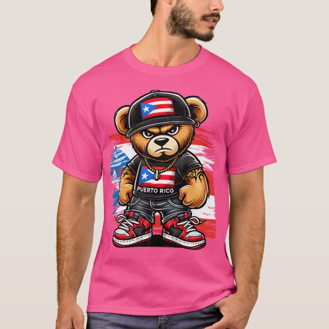 Cute Nalle Puerto Rico Flagga Boricua Puerto Ri T Shirt (Framsida)