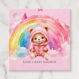 Cute Nalle Rainbow Girl Baby Shower Gåvor Etiketter