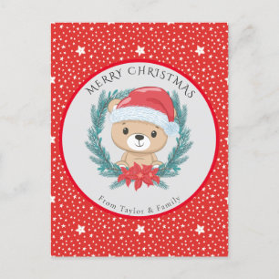Cute Nalle Red God jul Helg Vykort