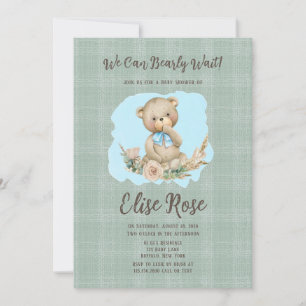 Cute Nalle & Ro Laurel Boy Shower Inbjudningar