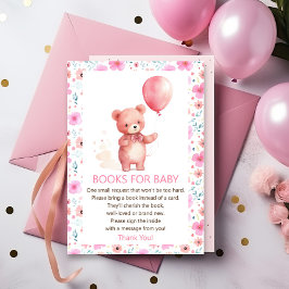 Cute Nalle Rosa Balloon Bokar för Flicka Tilläggskort
