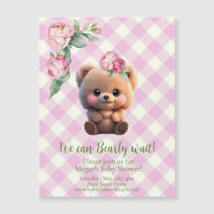 Cute nalle rosa gingham blommigt Baby Shower