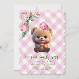 Cute nalle rosa gingham blommigt Baby Shower