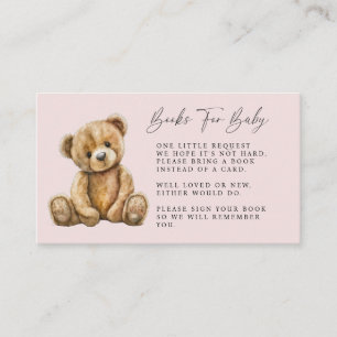 Cute Nalle Rosa Girl Baby Shower Tilläggskort