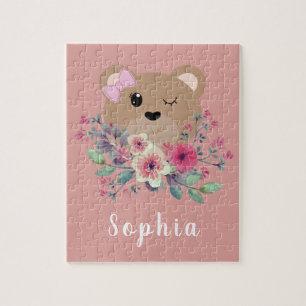 Cute Nalle  Rosa Kids & Namn Pussel