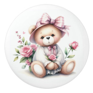 Cute Nalle Rosa ros Baby Room Knopp