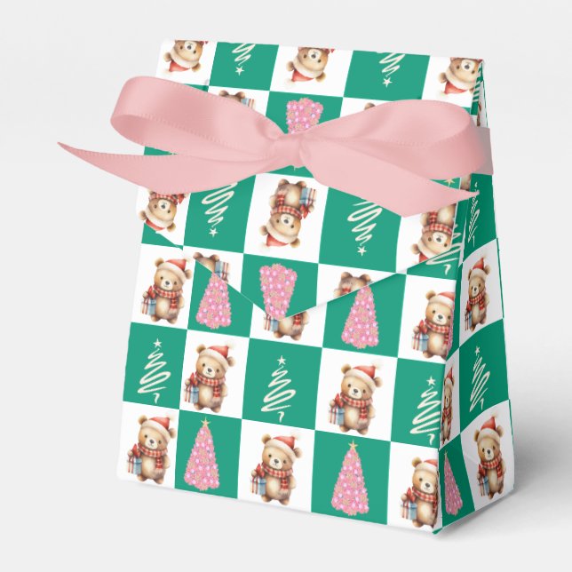 Cute nalle Santa God jul träd party Presentaskar (Framsidan Sidan)