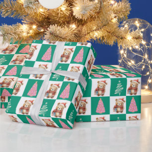 Cute nalle Santa God jul träd party Presentpapper