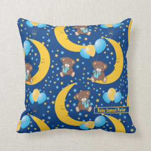 Cute Nalle Sitta vid Måne Mönster Kudde