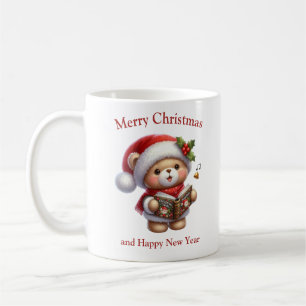 Cute nalle sjunger jul sång kaffemugg