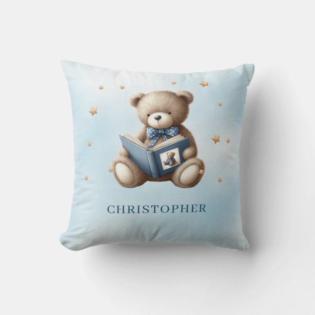 Cute nalle som läser bok kudde (Framsida)