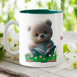 Cute Nalle som läser en bok-Personlig Två-Tonad Mugg