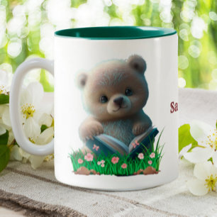 Cute Nalle som läser en bok-Personlig Två-Tonad Mugg