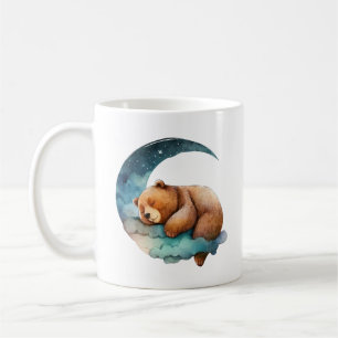 Cute Nalle som sover på Crescent Måne Kaffemugg