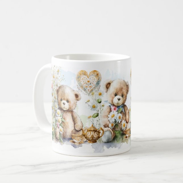Cute Nalle Tea Party Blommigten Mugg (Framsida vänster)