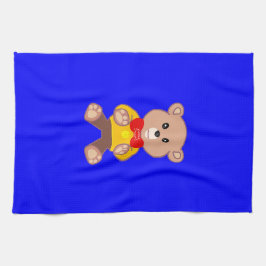 Cute Nalle Tecknade figurer på Blue Kökshandduk