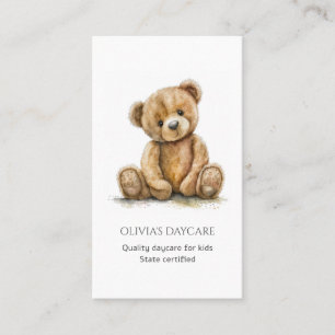 Cute Nalle Unge Childcare Daycare Babysit Visitkort