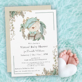 Cute Nalle Virtuell Baby Shower for Boy Inbjudningar
