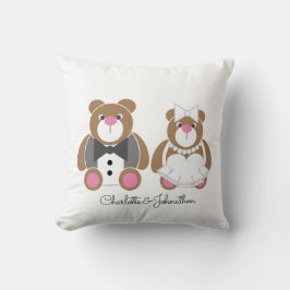 Cute nalle vit bröllop kudde