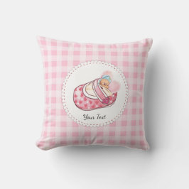 Cute Nalle Watercolor Rosa Namn Kudde