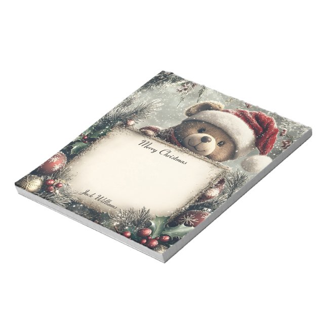 Cute Nalle with Juldekorationer - Festi Anteckningsblock (Roterad)