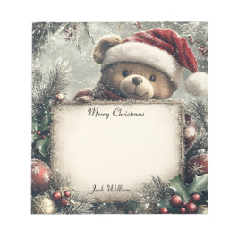 Cute Nalle with Juldekorationer - Festi Anteckningsblock