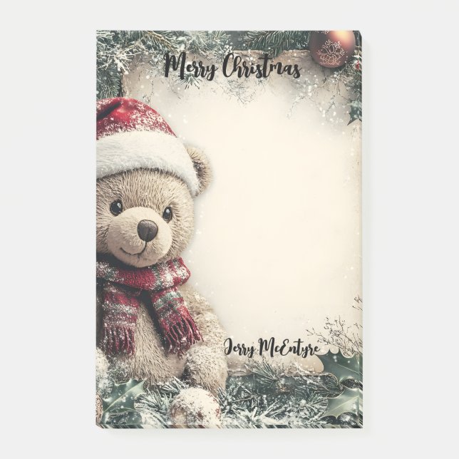 Cute Nalle with Juldekorationer - Festi Post-it Block (Framsida)