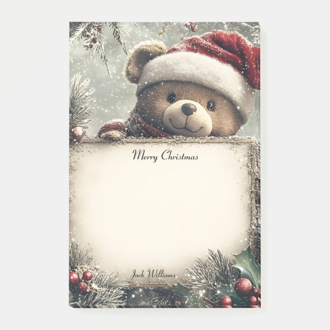 Cute Nalle with Juldekorationer - Festi Post-it Block (Framsida)