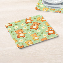 Cute nalles and löv mönster grönt