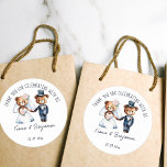 Cute nalles möhippa-bröllopsförmån för par bröllop runt klistermärke<br><div class="desc">Cute nalle möhippa par bröllop tack för att du föredrar klistermärken,  vita vattenfärgade bröllop-tejper för roligt-älskande par tack för klistermärken</div>