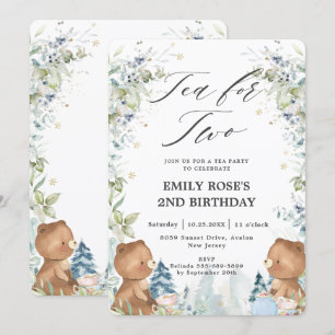 Cute Nalles Tea för 2:a födelsedagen Party Inbjudningar