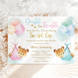 Cute Nalles Twillingar Boy Baby Shower Inbjudningar