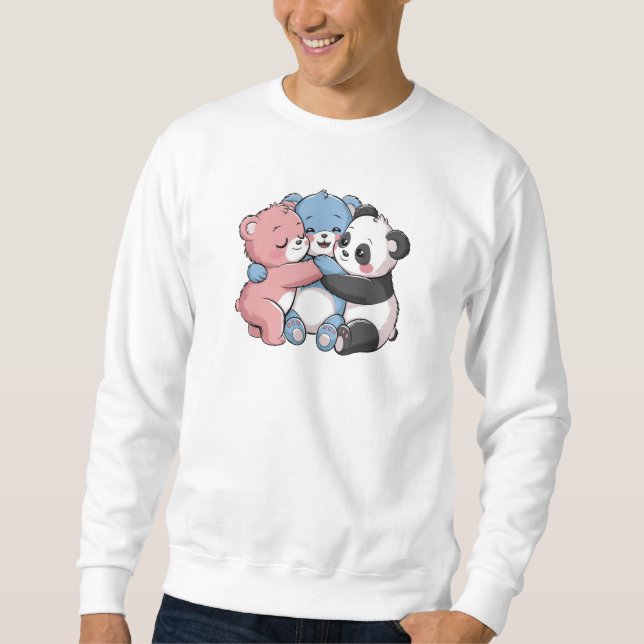 Cute Nalles with Panda Lång Ärmad Tröja (Framsida)