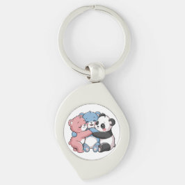 Cute Nalles with Panda Swirl Silverfärgad Nyckelring