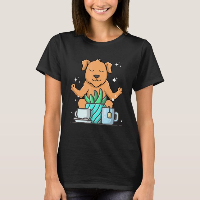 Cute Namaste Dog Do Yoga Gardening  Coffee T Shirt (Framsida)