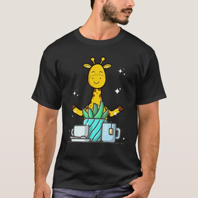 Cute Namaste Giraffe Do Yoga Gardening  Coffee T Shirt (Framsida)