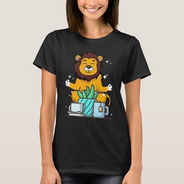 Cute Namaste Lion Do Yoga Gardening  Coffee T Shirt (Framsida)