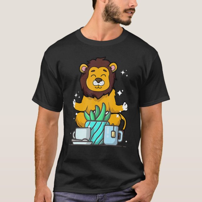 Cute Namaste Lion Do Yoga Gardening  Coffee T Shirt (Framsida)