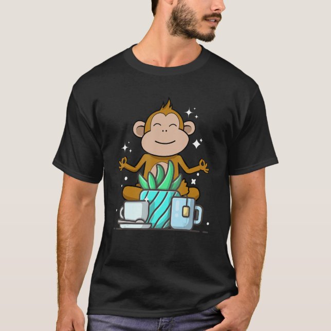 Cute Namaste Monkey Do Yoga Gardening  Coffee T Shirt (Framsida)