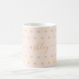 Cute Named Rosa Guld Heart Mönster Kaffemugg