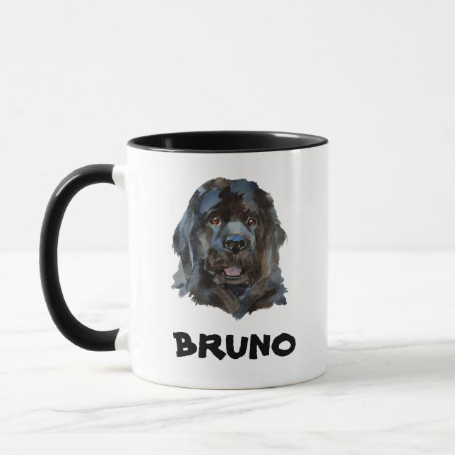 Cute Namn Monogram Newfoundland Hund Mugg (Vänster)