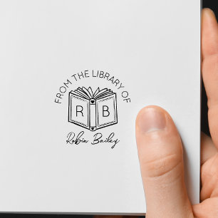 Cute Namn och Initialer Personal Bibliotek bokning Självfärgande Stämpel
