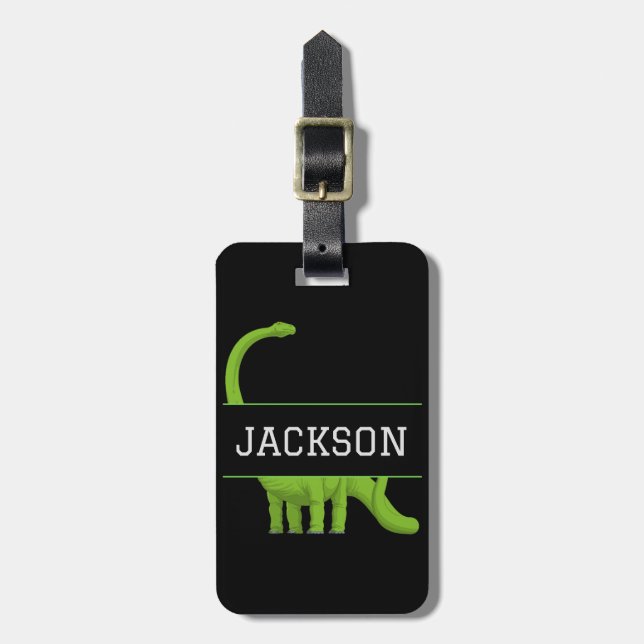 Cute Namn Personlig Dinosaur Bagagebricka (Vertikal Framsida)