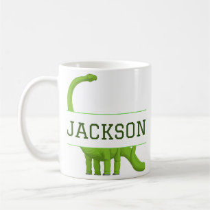 Cute Namn Personlig Dinosaur White Kaffemugg