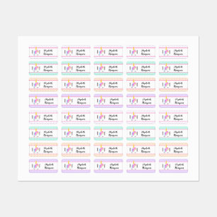 Cute Namn Unicorn-etikett Klistermärke