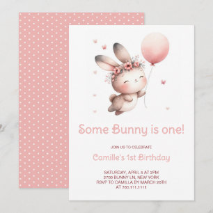 Cute Nån Bunny gör om en flicka på födelsedagen. Inbjudningar